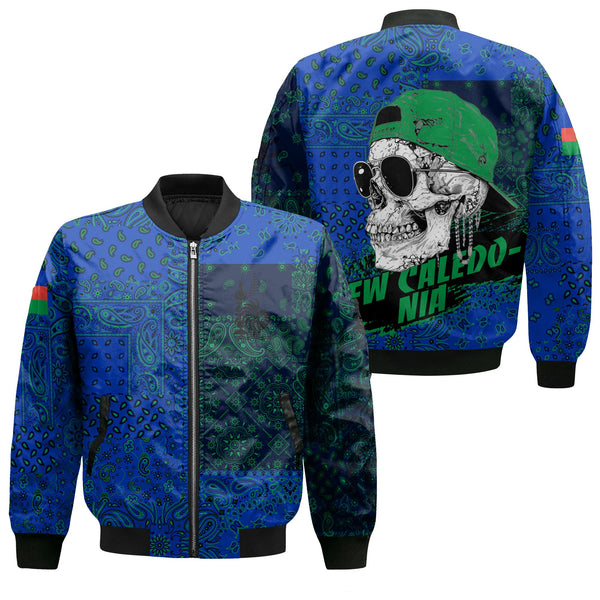 New Caledonia Bomber Jacket Paisley Flag And Skull Style 1