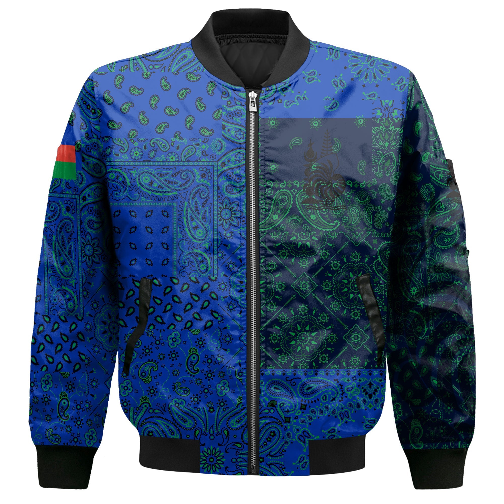 New Caledonia Bomber Jacket Paisley Flag And Skull Style 2