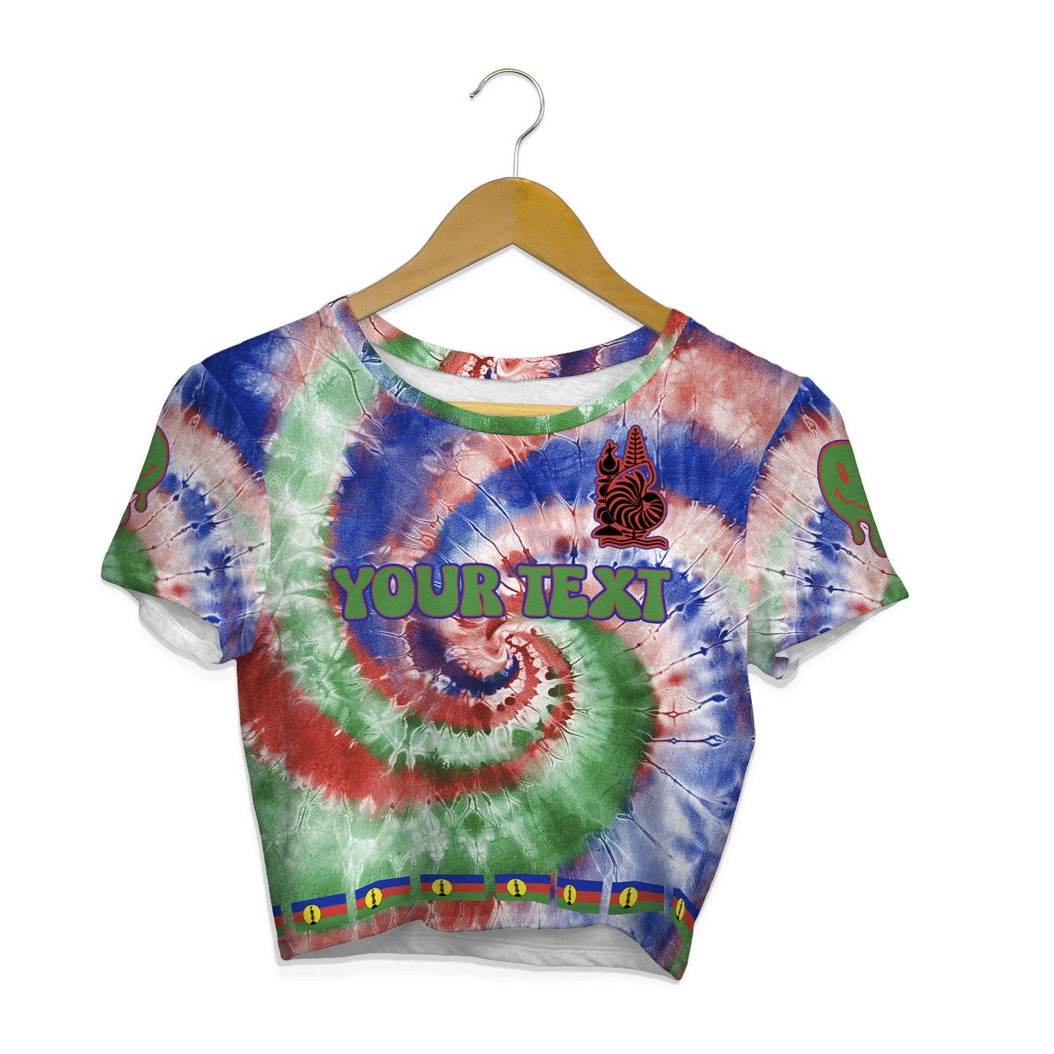 New Caledonia Croptop T Shirt Custom Tie Dye Style 1