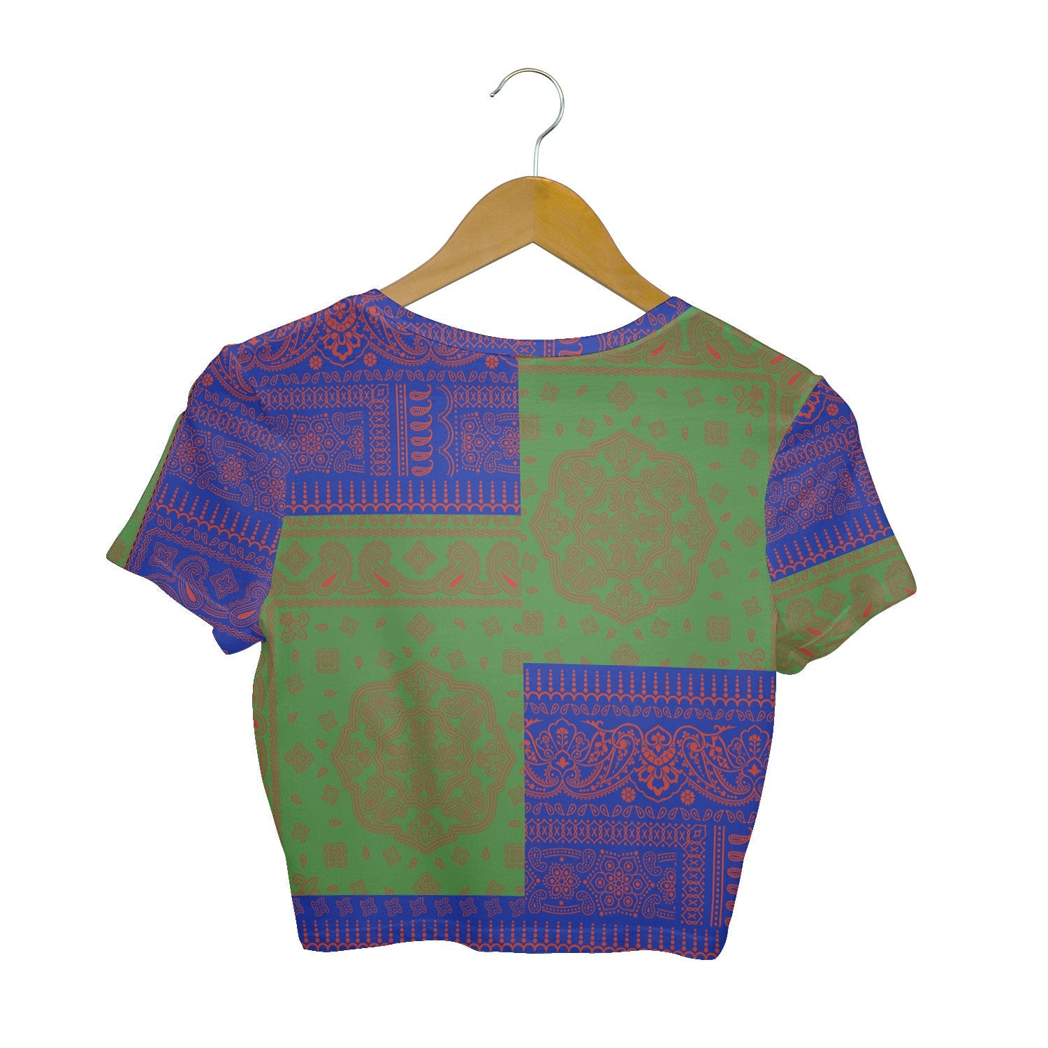 New Caledonia Croptop T Shirt Flag And Paisley Basic Style 2