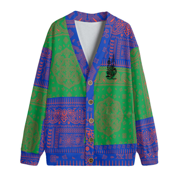 New Caledonia Fleece Cardigan Flag And Paisley Basic Style 1