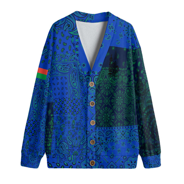 New Caledonia Fleece Cardigan Paisley Flag And Skull Style 1