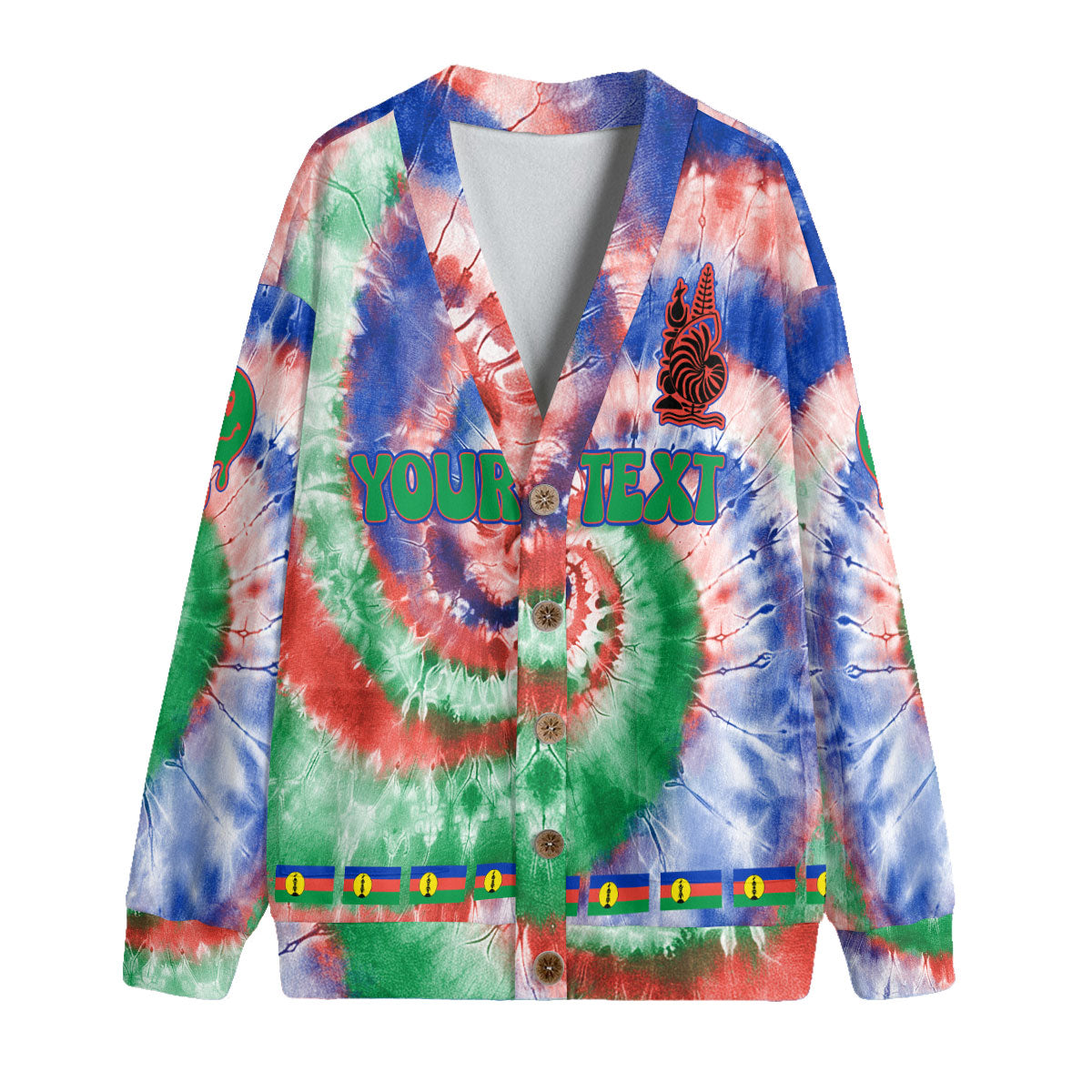 New Caledonia Fleece Cardigan Custom Tie Dye Style 4