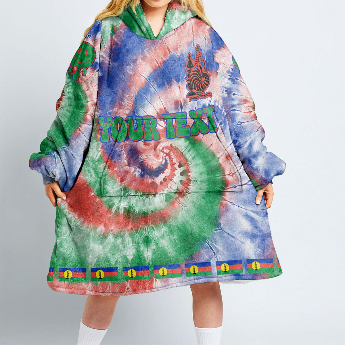 New Caledonia Hoodie Blanket Custom Tie Dye Style 2