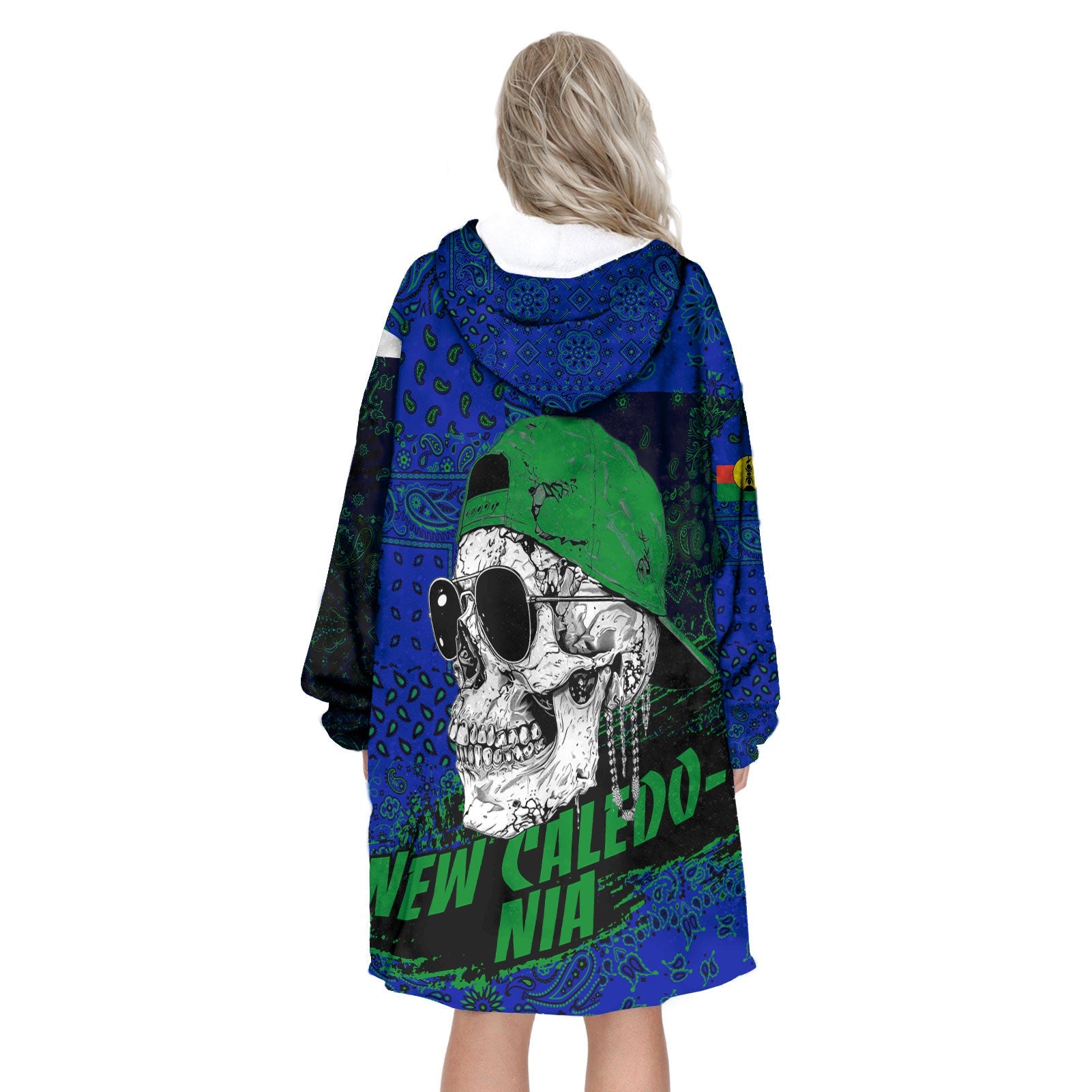 New Caledonia Hoodie Blanket Paisley Flag And Skull Style 3