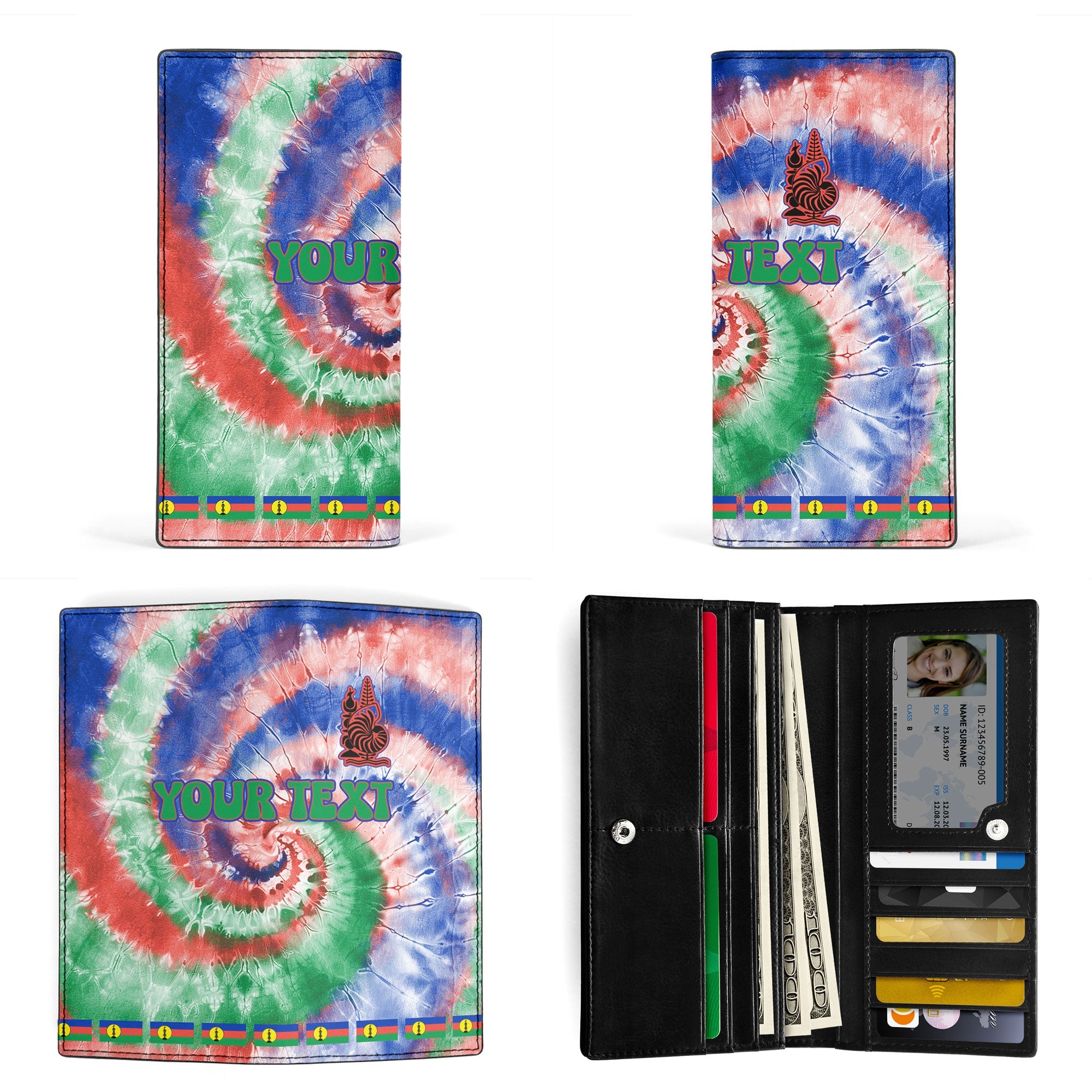 New Caledonia Leather Wallet Custom Tie Dye Style 3