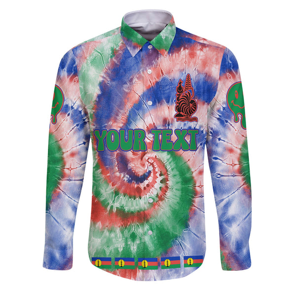 New Caledonia Long Sleeve Button Shirt Custom Tie Dye Style 1