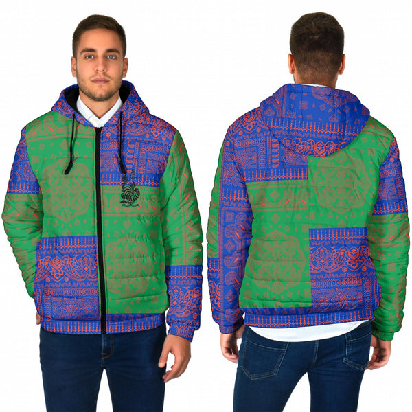 New Caledonia Men Hooded Padded Jacket Flag And Paisley Basic Style 1