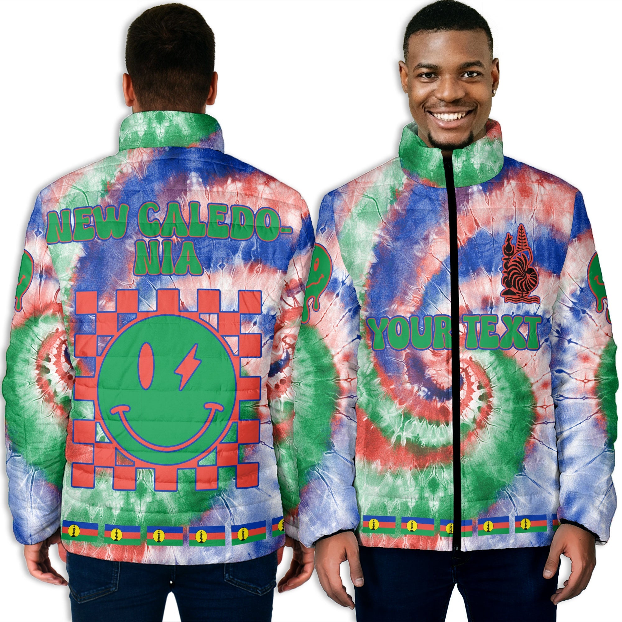 New Caledonia Men Padded Jacket Custom Tie Dye Style 3