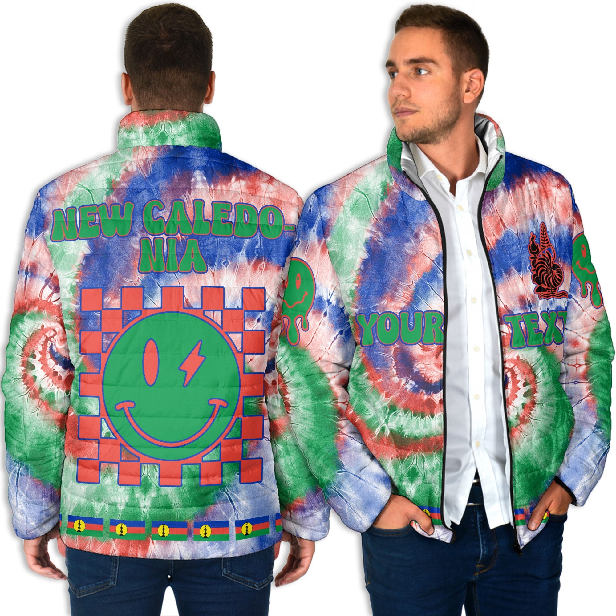 New Caledonia Men Padded Jacket Custom Tie Dye Style 4