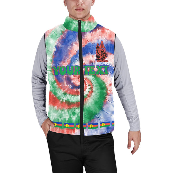 New Caledonia Men Padded Jacket Vest Custom Tie Dye Style 1