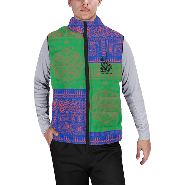 New Caledonia Men Padded Jacket Vest Flag And Paisley Basic Style 1