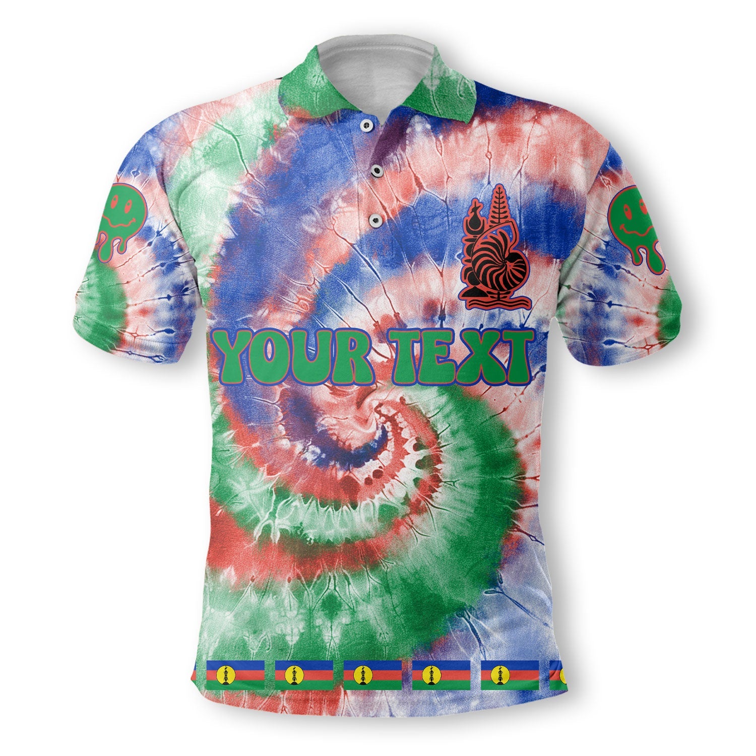 New Caledonia Polo Shirt Custom Tie Dye Style 2