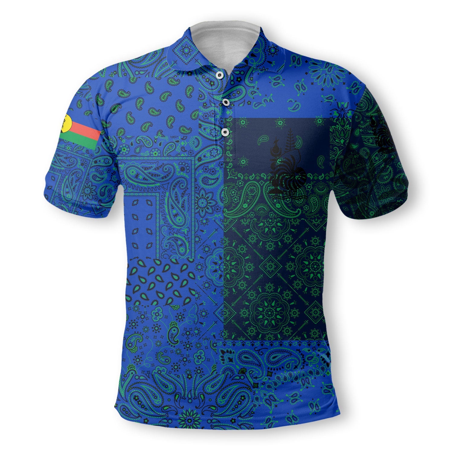 New Caledonia Polo Shirt Paisley Flag And Skull Style 2