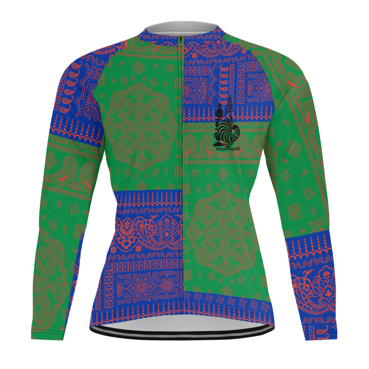 New Caledonia Raglan Men Cycling Jersey Long Sleeve Flag And Paisley Basic Style 1