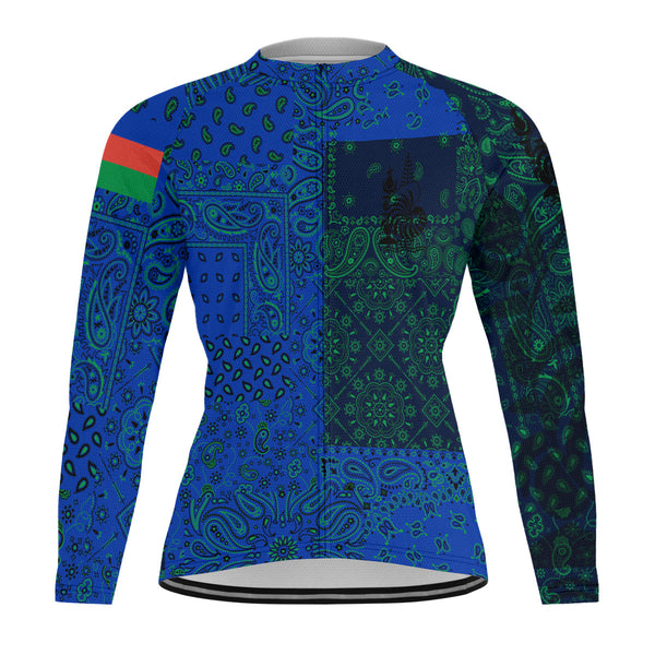 New Caledonia Raglan Men Cycling Jersey Long Sleeve Paisley Flag And Skull Style 1