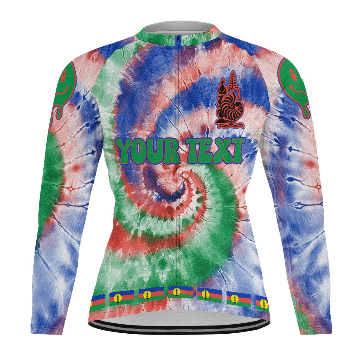 New Caledonia Raglan Men Cycling Jersey Long Sleeve Custom Tie Dye Style 2