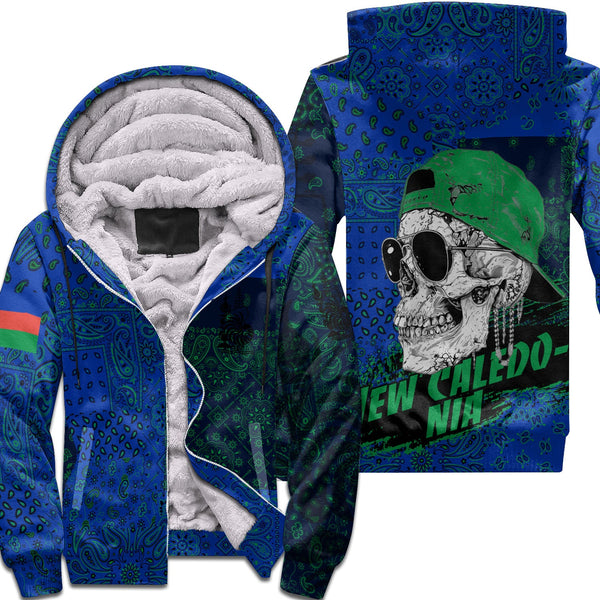 New Caledonia Sherpa Hoodie Paisley Flag And Skull Style 1