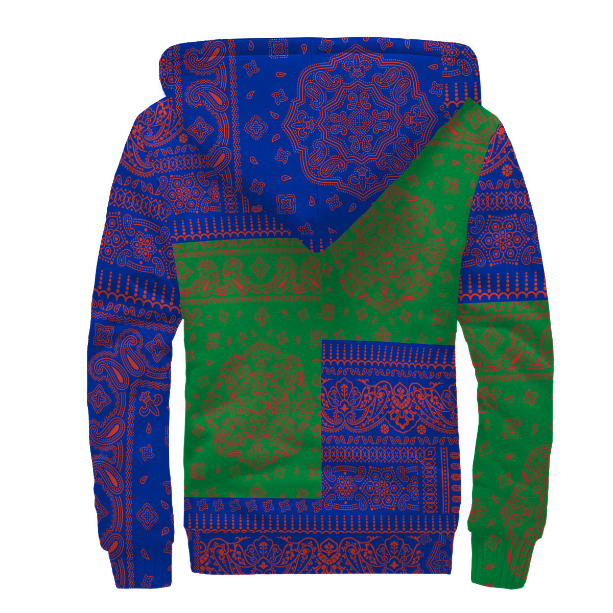 New Caledonia Sherpa Hoodie Flag And Paisley Basic Style 2