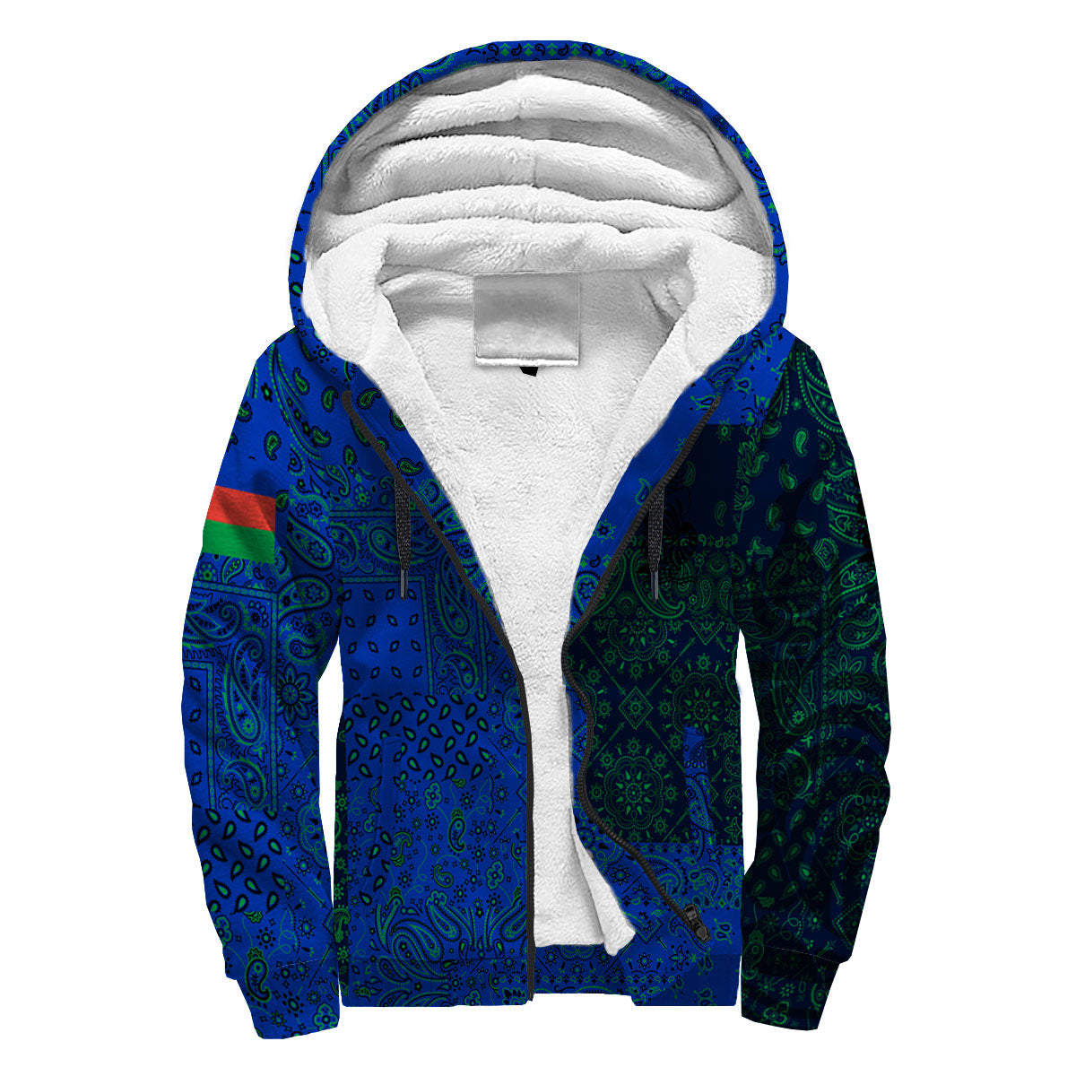 New Caledonia Sherpa Hoodie Paisley Flag And Skull Style 3