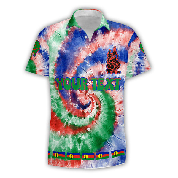 New Caledonia Short Sleeve Shirt Custom Tie Dye Style 1