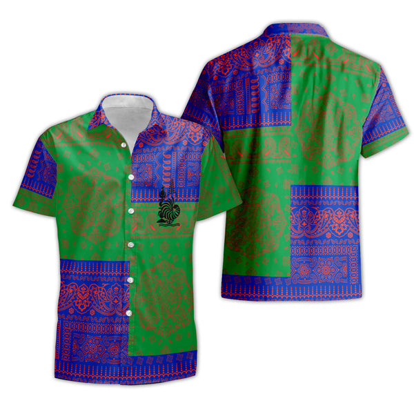 New Caledonia Short Sleeve Shirt Flag And Paisley Basic Style 1