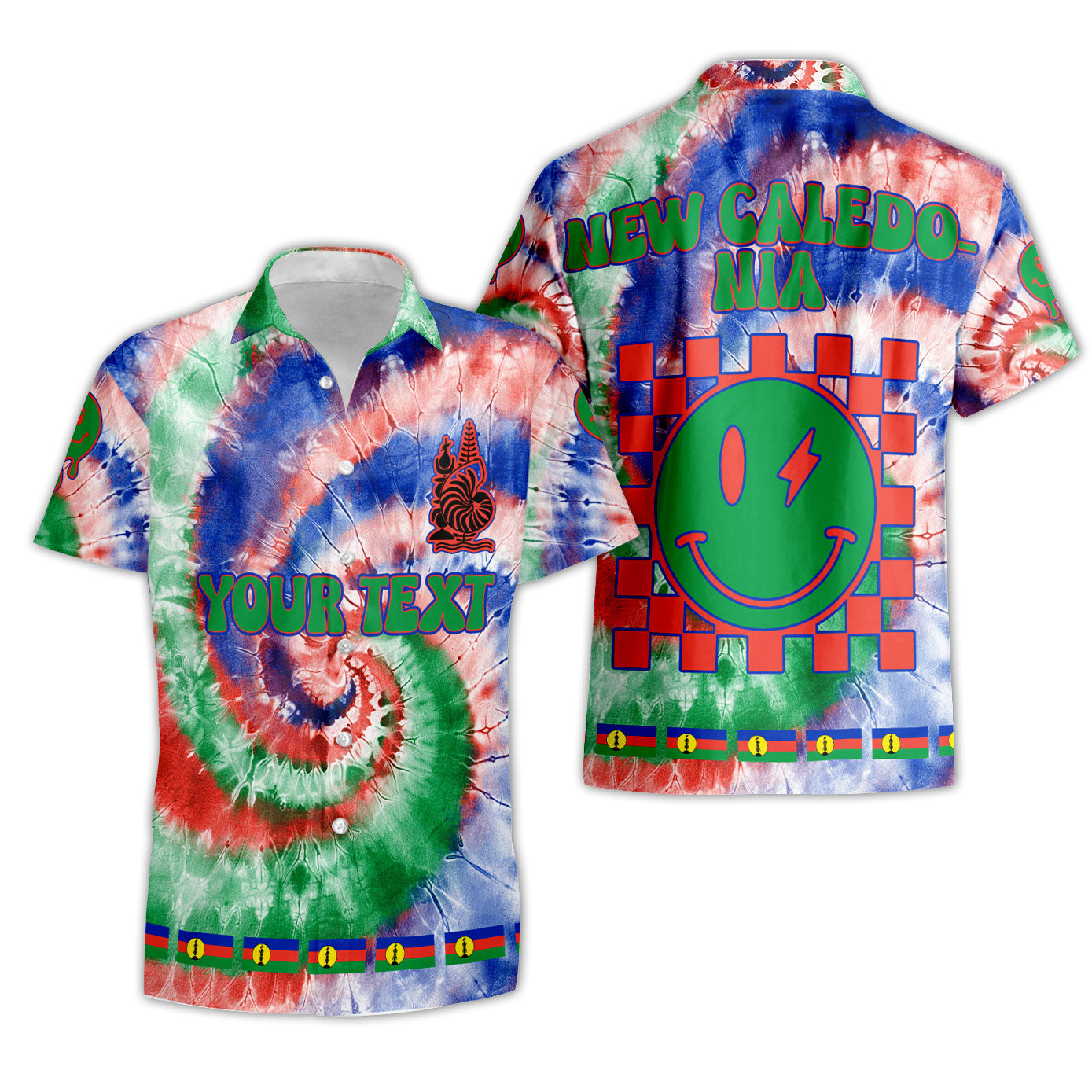 New Caledonia Short Sleeve Shirt Custom Tie Dye Style 3