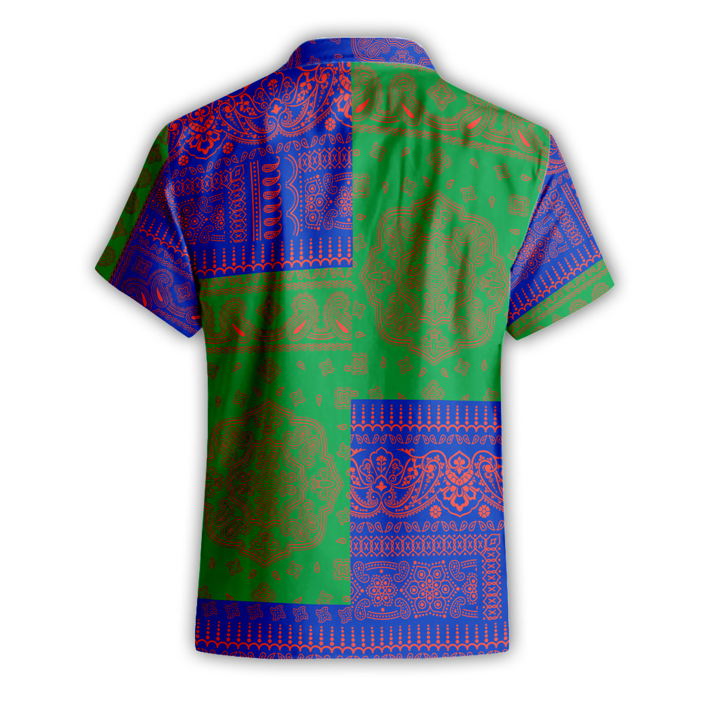 New Caledonia Short Sleeve Shirt Flag And Paisley Basic Style 3