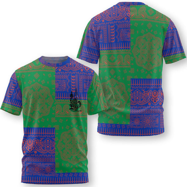 New Caledonia T Shirt Flag And Paisley Basic Style 1