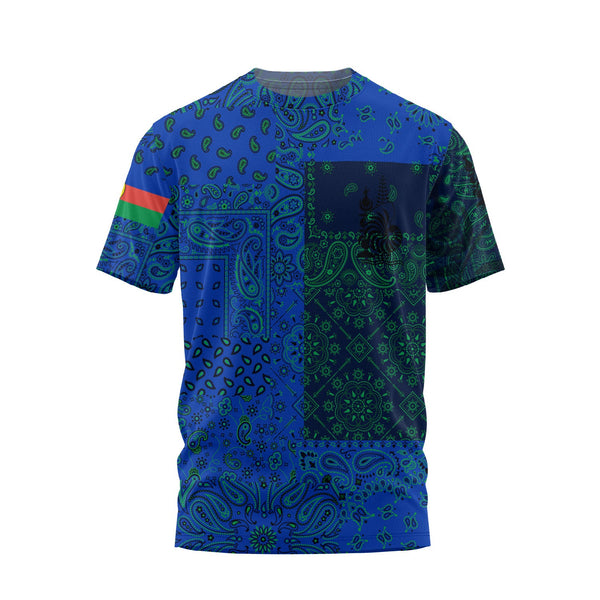 New Caledonia T Shirt Paisley Flag And Skull Style 1