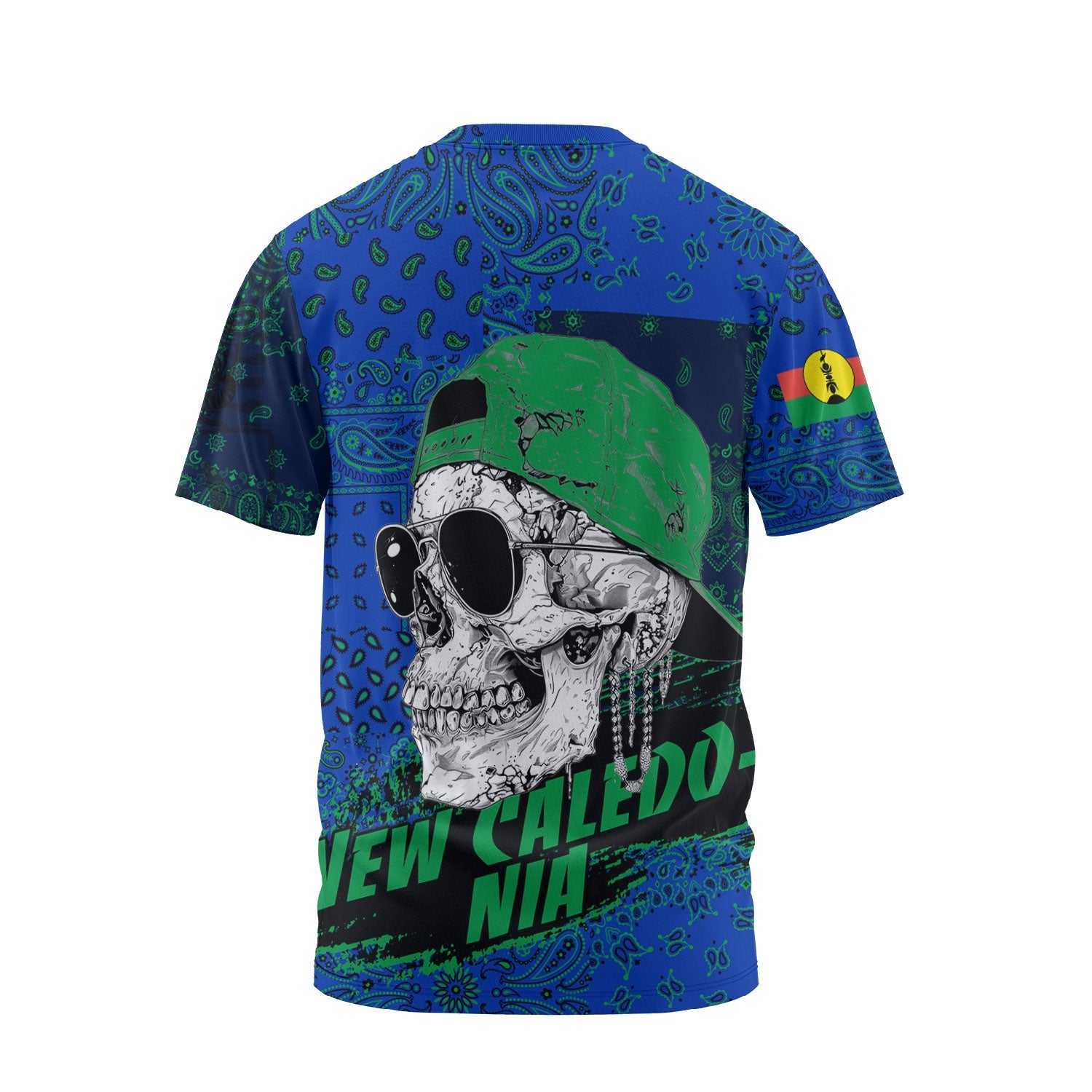 New Caledonia T Shirt Paisley Flag And Skull Style 2