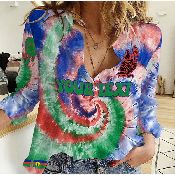 New Caledonia Women Casual Shirt Custom Tie Dye Style 1