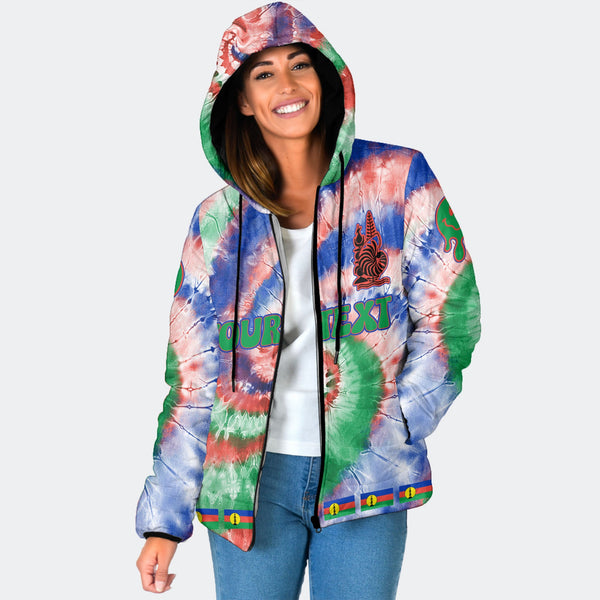 New Caledonia Women Hooded Padded Jacket Custom Tie Dye Style 1