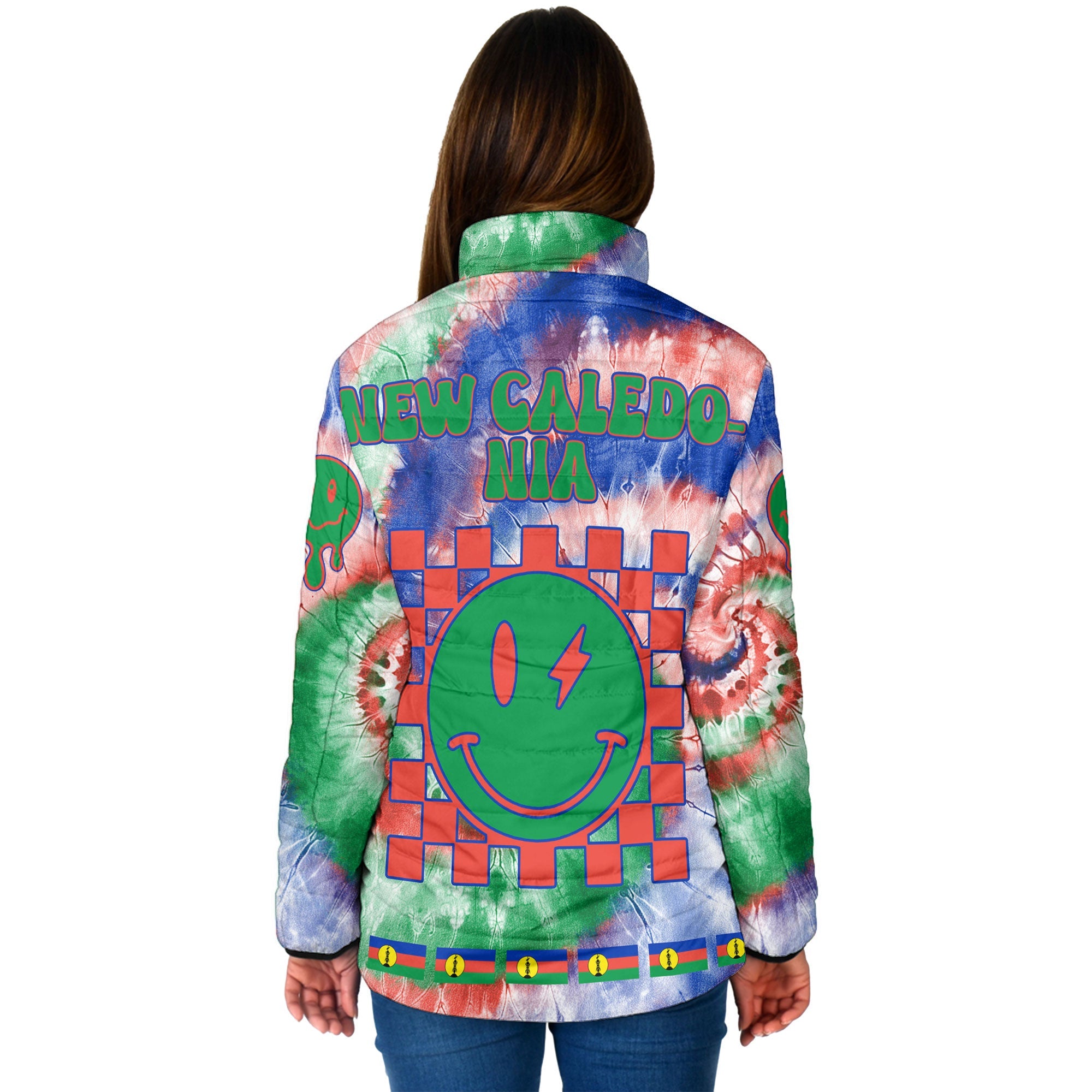 New Caledonia Women Padded Jacket Custom Tie Dye Style 2