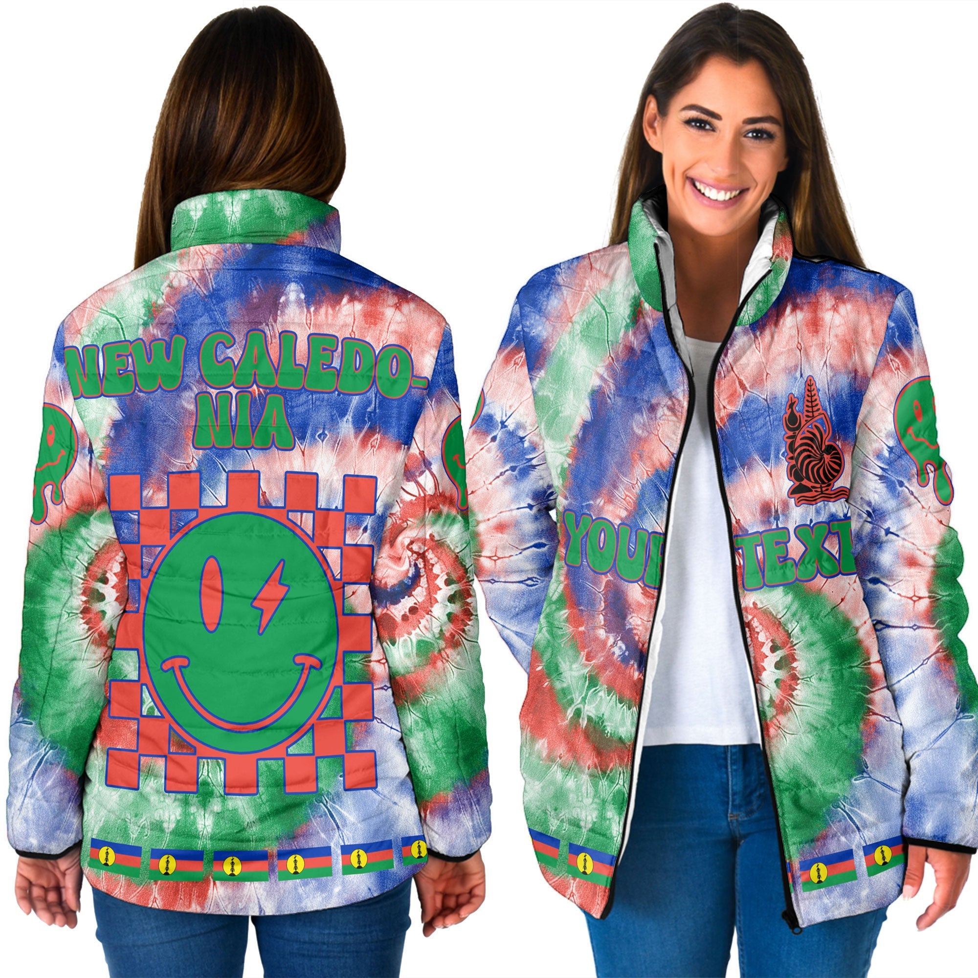 New Caledonia Women Padded Jacket Custom Tie Dye Style 3