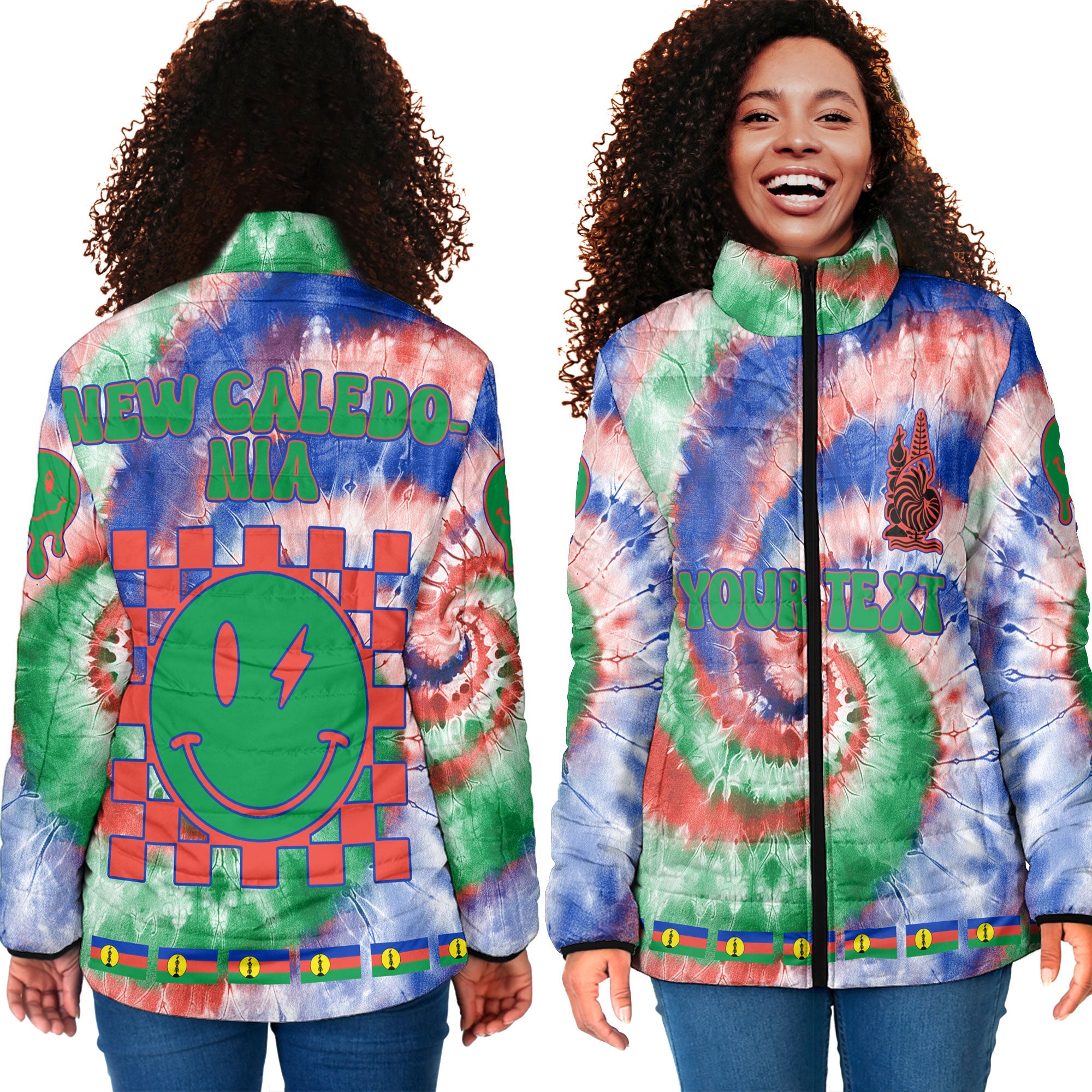 New Caledonia Women Padded Jacket Custom Tie Dye Style 4