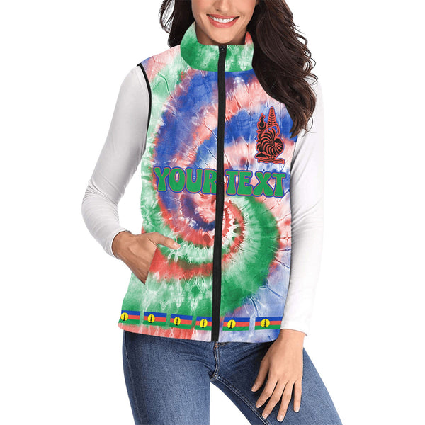 New Caledonia Women Padded Jacket Vest Custom Tie Dye Style 1