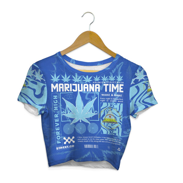 Nicaragua Crop Top T Shirt Flag & Coat Of Arms Marijuanas Style