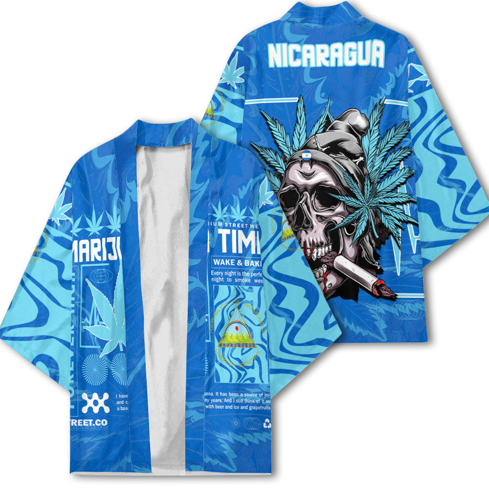 Nicaragua Kimono Flag & Coat Of Arms Marijuanas Style