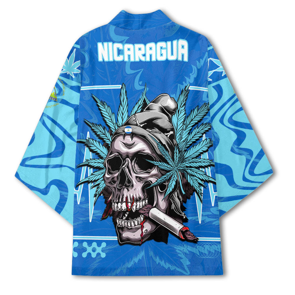 Nicaragua Kimono Flag & Coat Of Arms Marijuanas Style