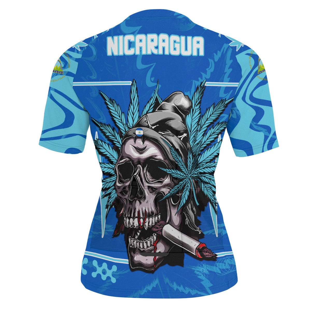 Nicaragua Men's Cycling Jersey Flag & Coat Of Arms Marijuanas Style