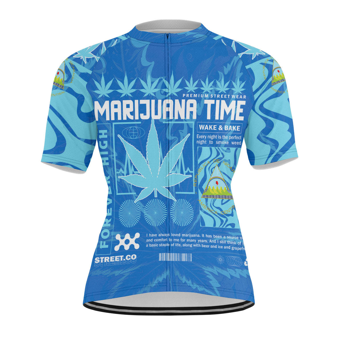 Nicaragua Men's Cycling Jersey Flag & Coat Of Arms Marijuanas Style