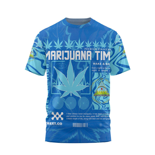 Nicaragua T Shirt Flag & Coat Of Arms Marijuanas Style