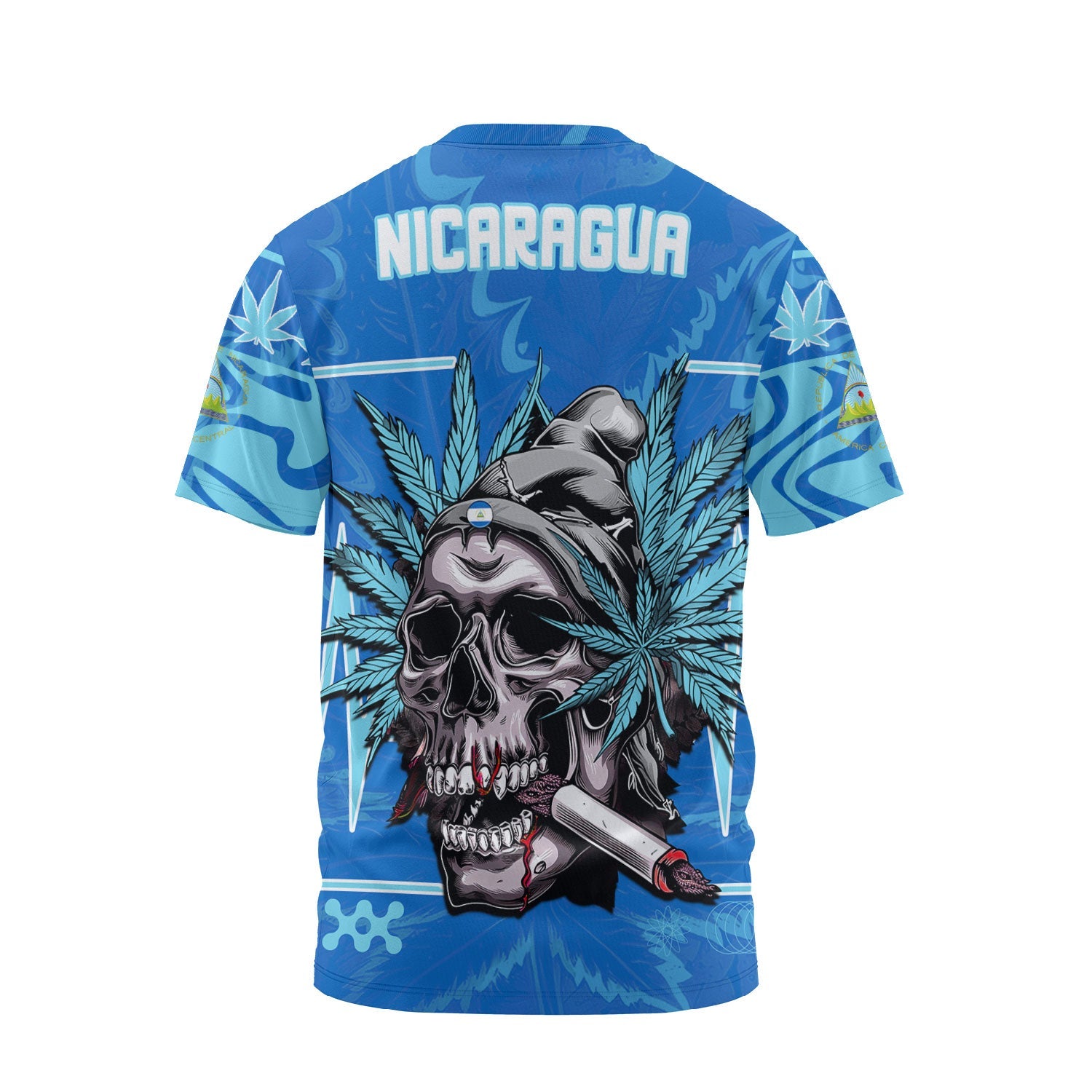 Nicaragua T Shirt Flag & Coat Of Arms Marijuanas Style