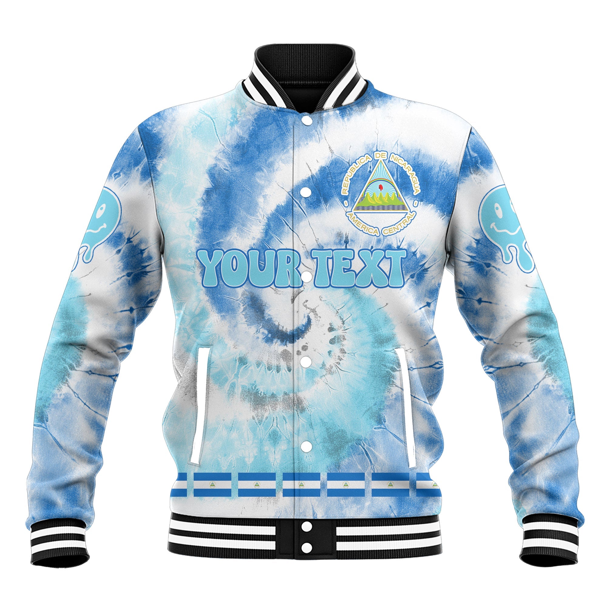 Nicaragua Baseball Jacket Custom Tie Dye Style 2