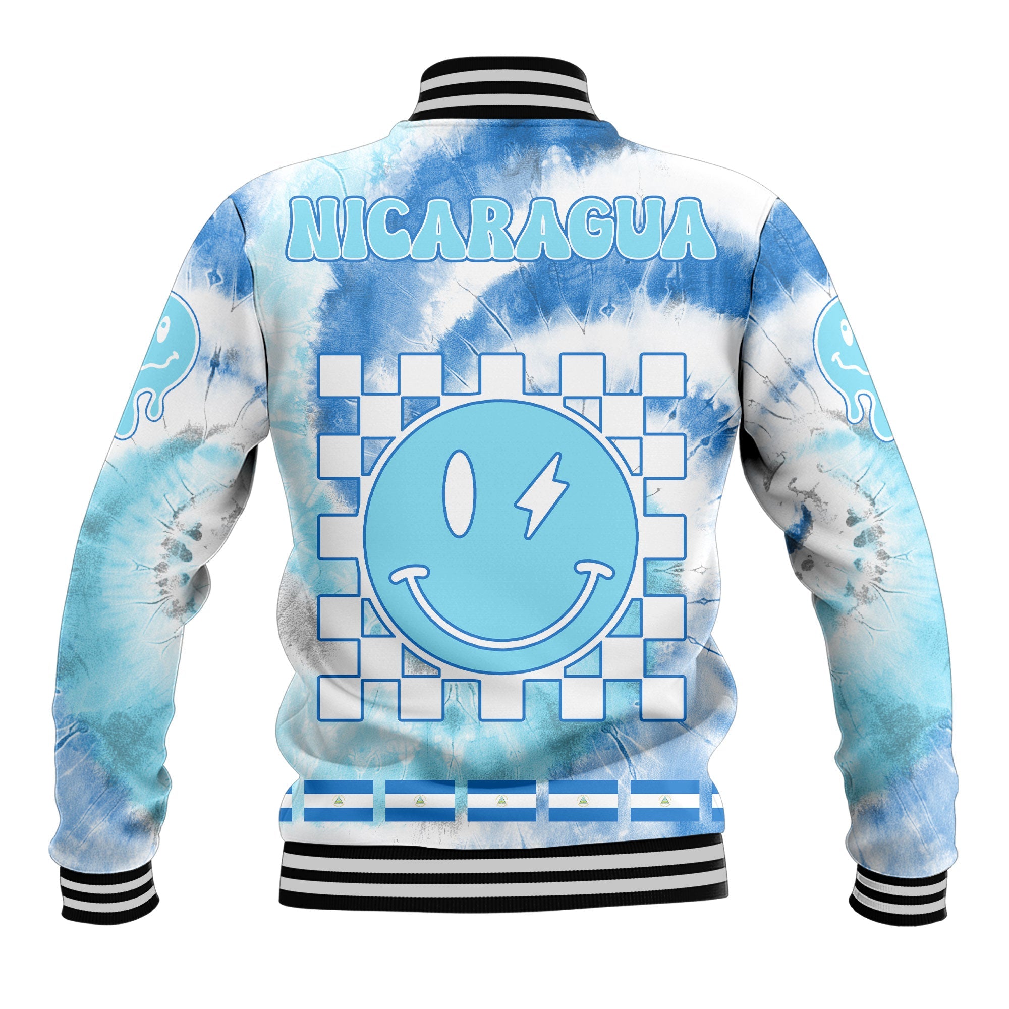 Nicaragua Baseball Jacket Custom Tie Dye Style 3