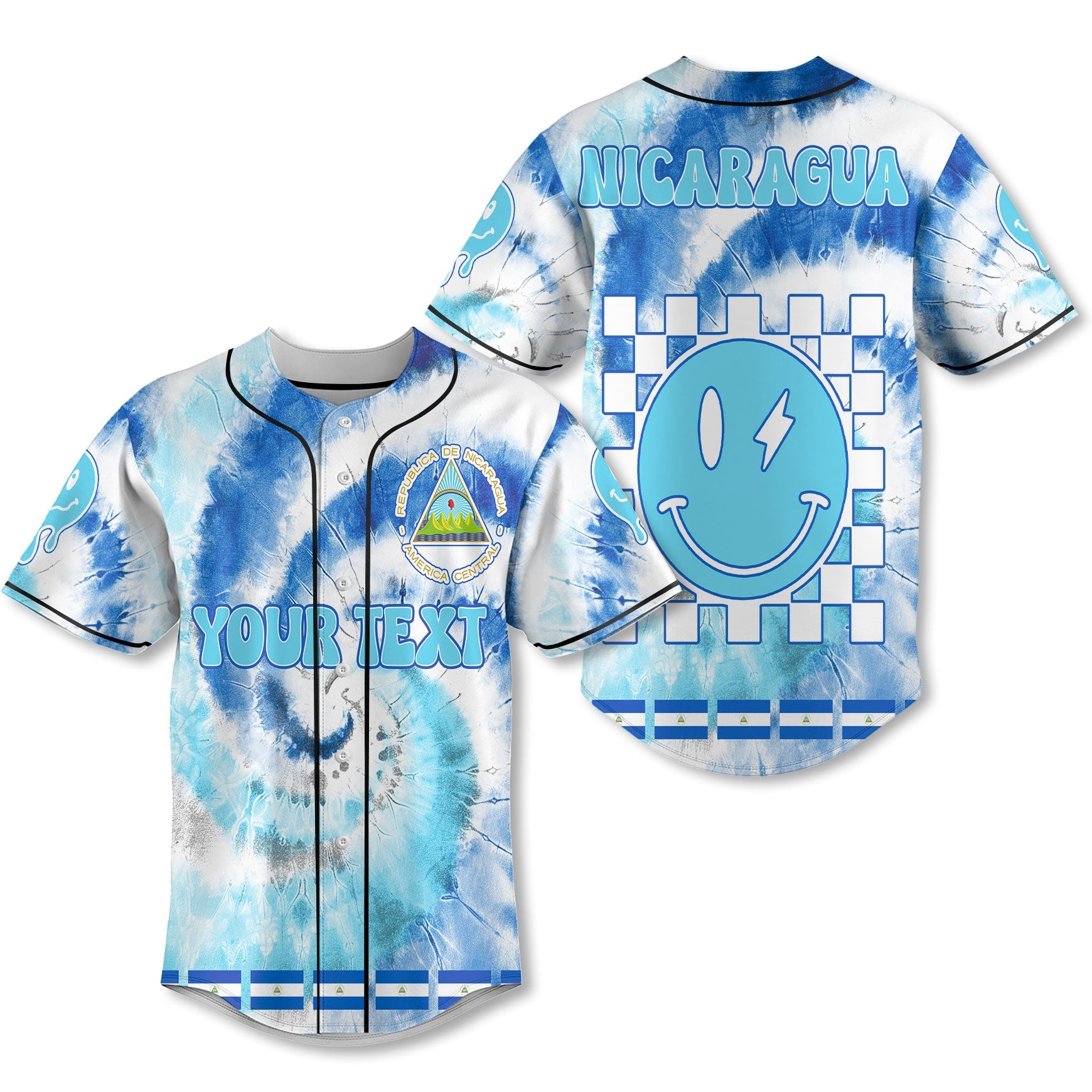 Nicaragua Baseball Jersey Custom Tie Dye Style 1