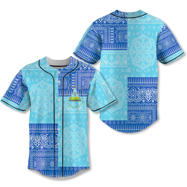 Nicaragua Baseball Jersey Flag And Paisley Basic Style 1