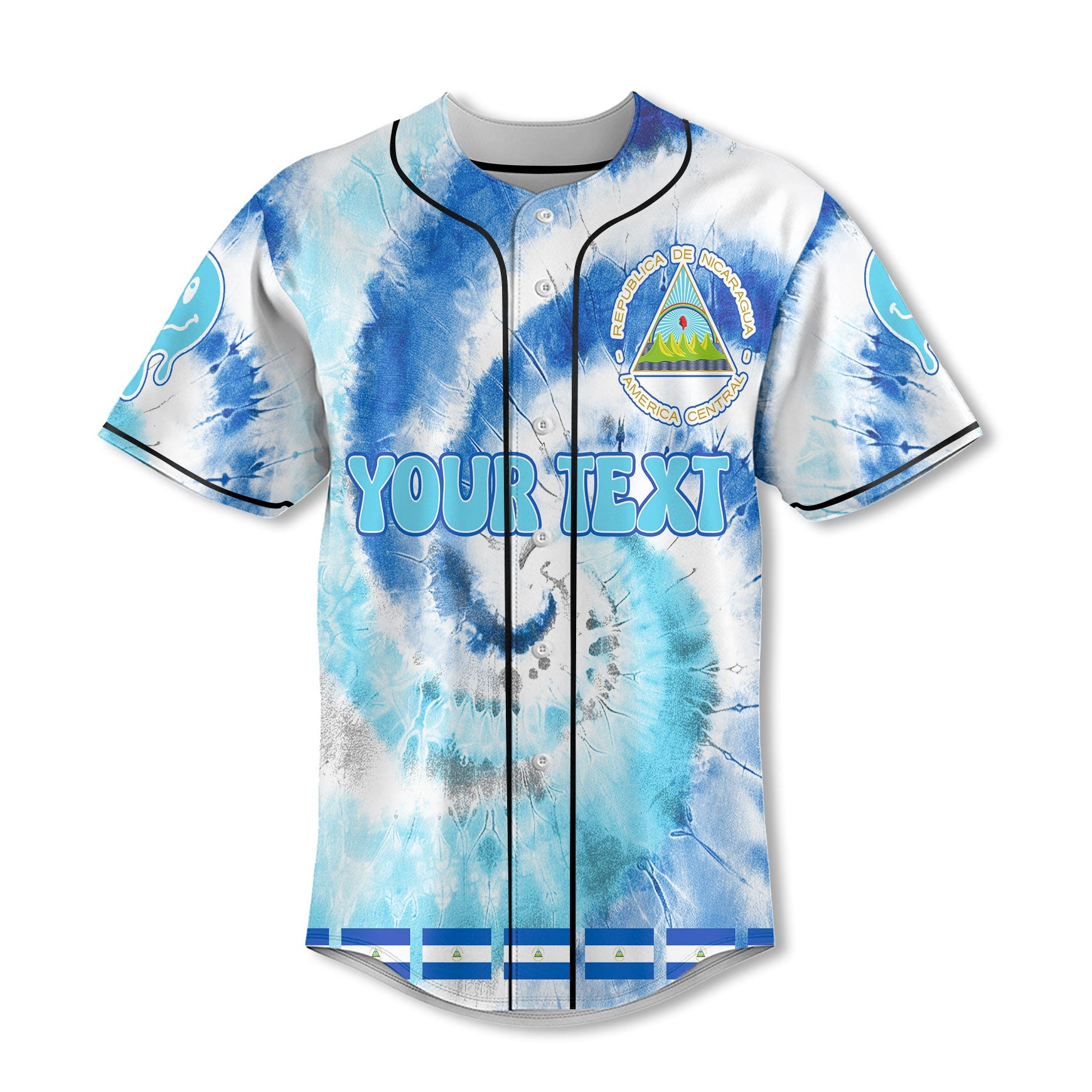 Nicaragua Baseball Jersey Custom Tie Dye Style 2