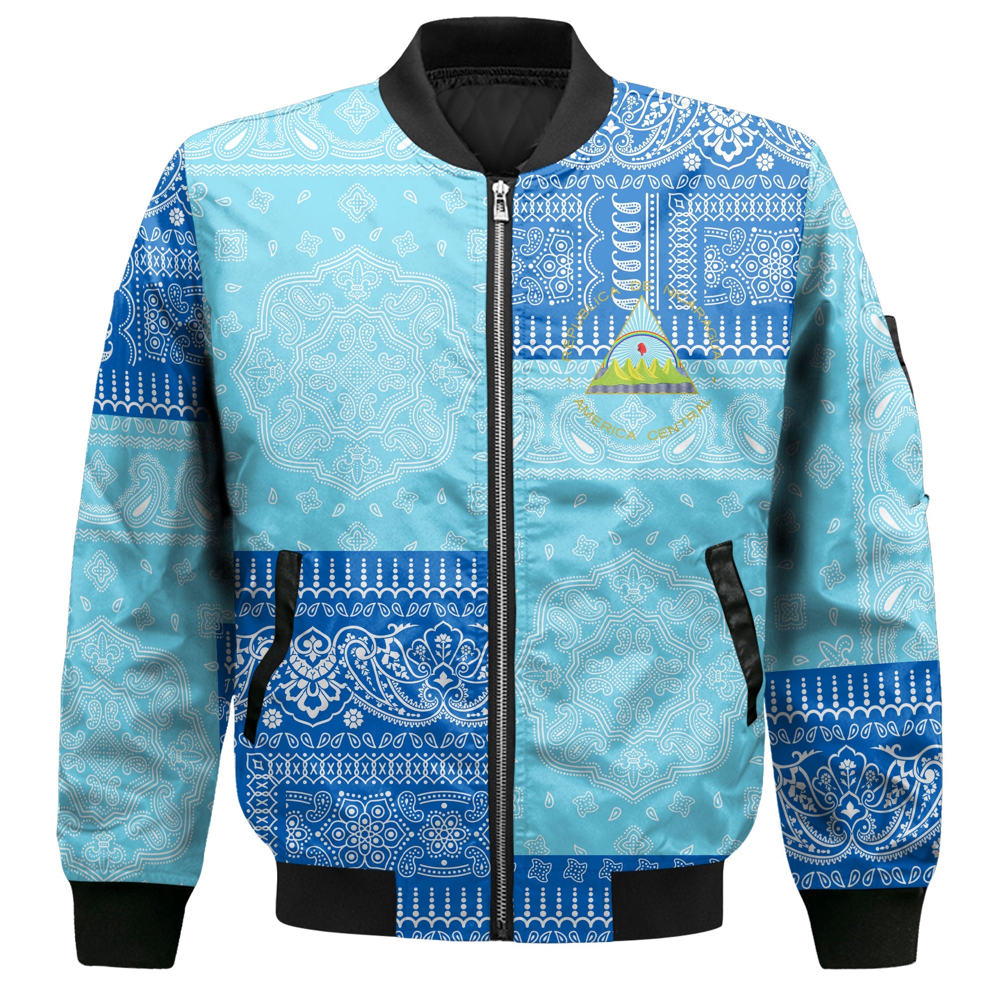 Nicaragua Bomber Jacket Flag And Paisley Basic Style 2